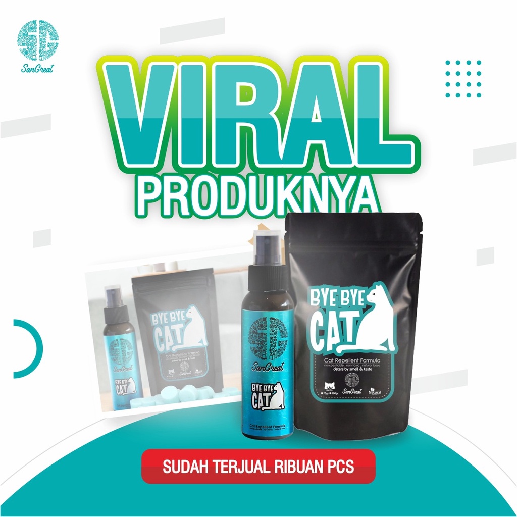 Alat pengusir kucing kapur barus organik anti kucing dan semprotan kucing organik Paket Pengusir Kucing Bye Bye Cat Paket Gel 100 gr, 70 gr dan Spray 100 ml untuk mengusir kucing liar bandel berak pup pipis sembarangan