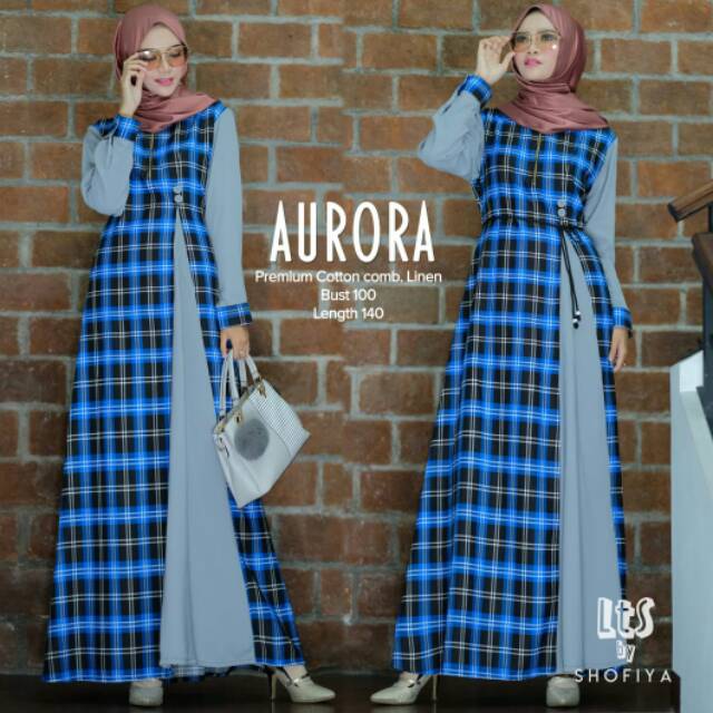Dress Kotak Premium Cotton Comb Linen Aurora Ori Shofiya