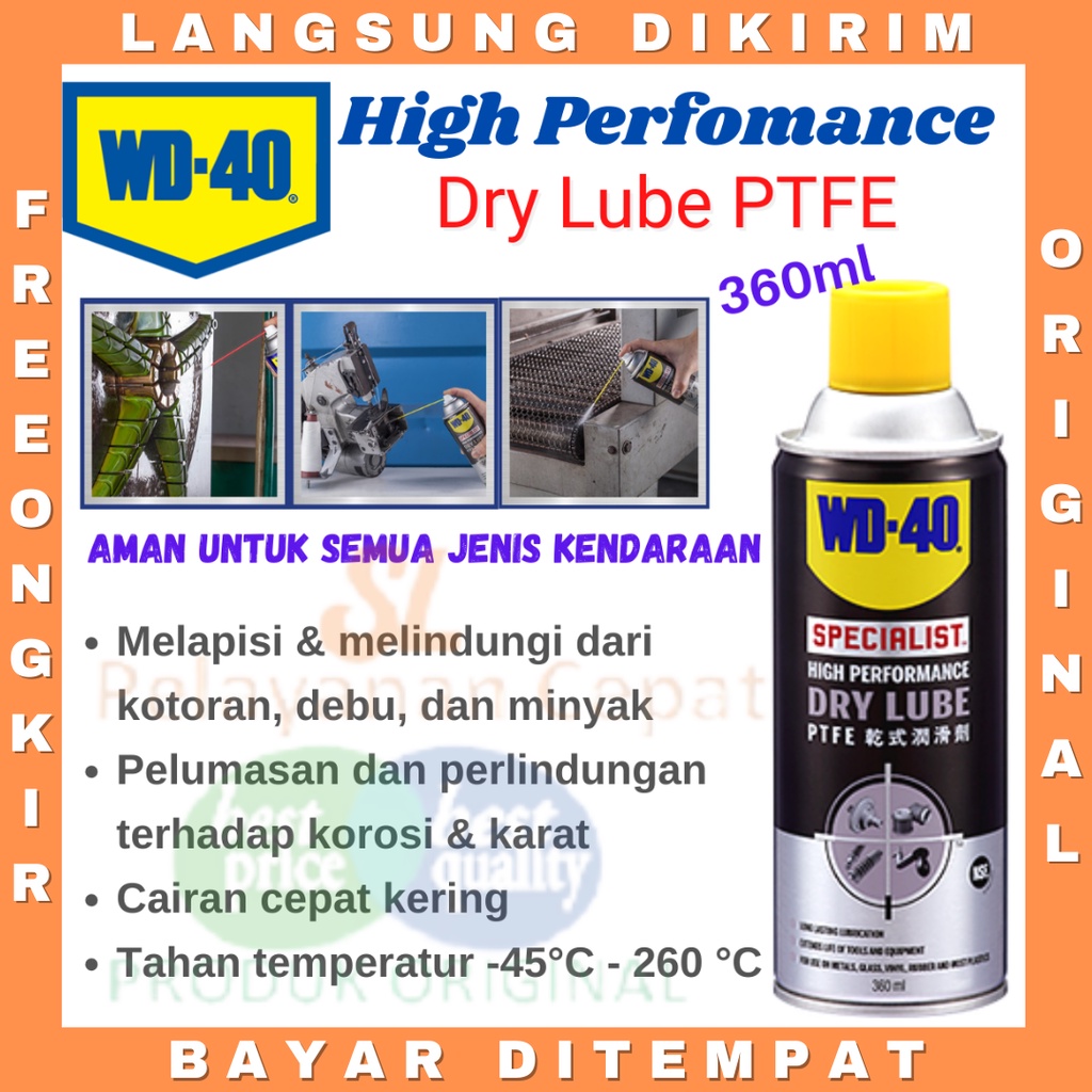 Pelumas Anti Karat WD 40 Dry Lube WD40 Melindungi Rantai Motor Sepeda Engsel Bor Gergaji Metal Tools