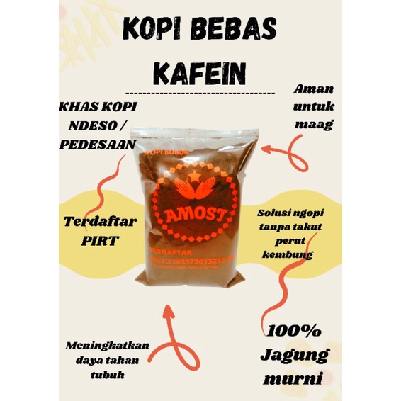 KOPI BEBAS KAFEIN CORN COFFEE SOLUSI NGOPI TANPA TAKUT MAAG DAN PERUT KEMBUNG KEMASAN 250 GR