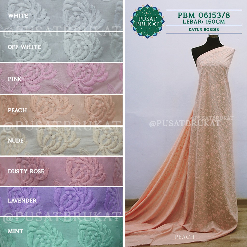 KAIN KATUN BORDIR - PBM 06153/8 TCD - [harga per 0.5m]