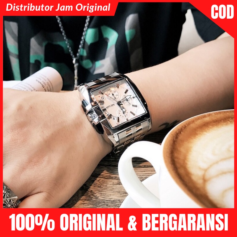 Jam Tangan Rante Jm Tangn Pria Cowo Analog Original Chronograph Aktif Tali Stainless MEGIR 2018