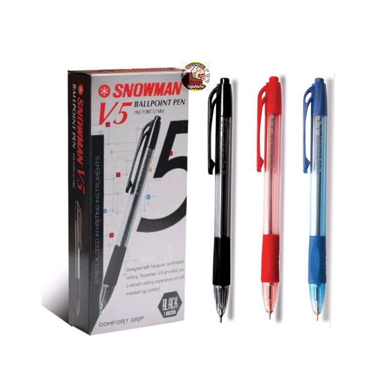 

[PCS] BOLPEN / PULPEN SNOWMAN V-5 HITAM, BIRU, MERAH