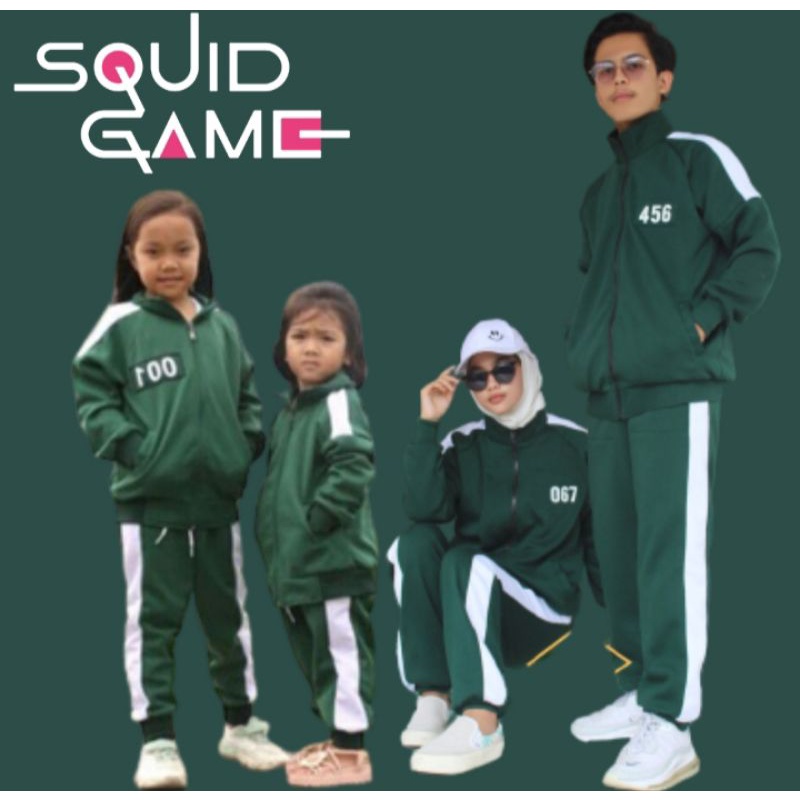 REDY STOK JAKET SQUID GAME VIRAL ANAK SIZE XXS XS S BISA PILIH NOMER SENDIRI