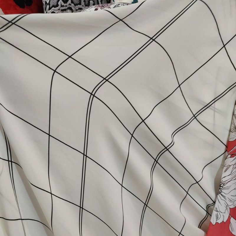 Kain Saten motif kotak - bahan satin motif
