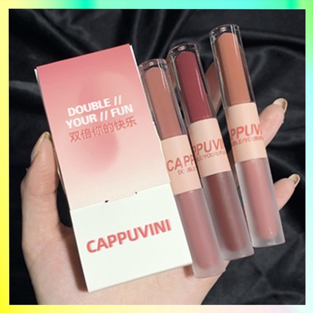 CAPPUVINI Lipstik Dua Ujung Lip Cream Cermin Watery Matte Drable XX040