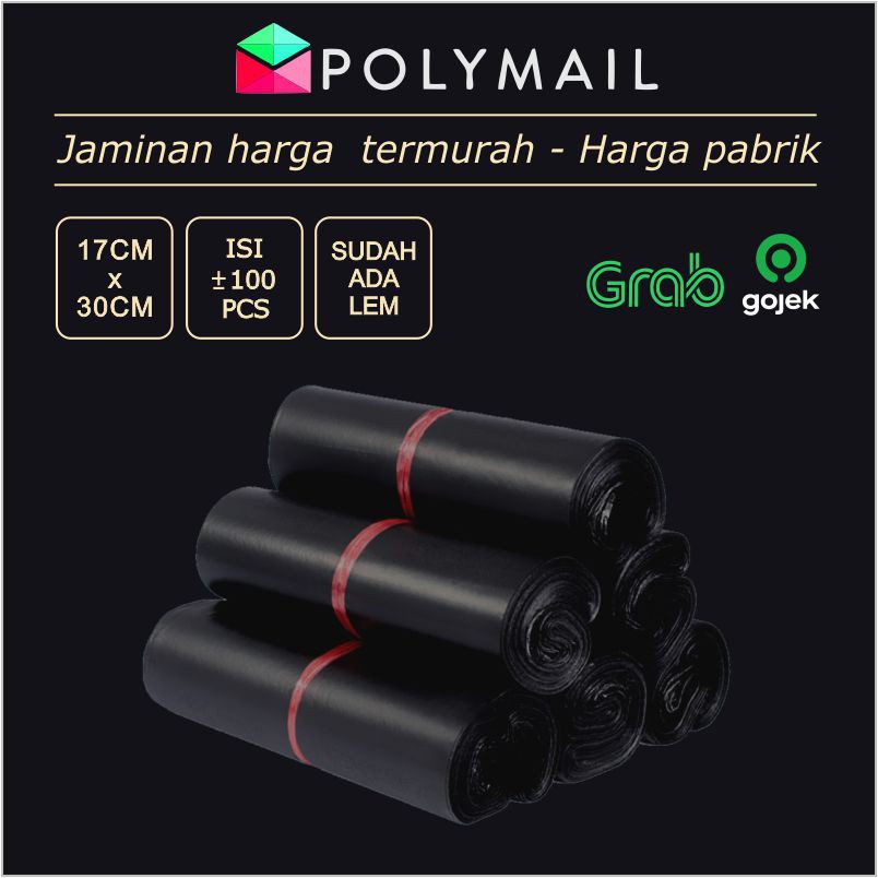 Plastik Packing Polymailer Hitam Semi Glossy 17x30CM / Alodys Collection