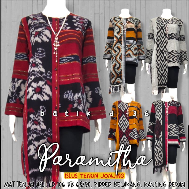 Blus tenun kekinian halus etnik tradisional murah atasan baju kerja wanita remaja abg cewek ori asli