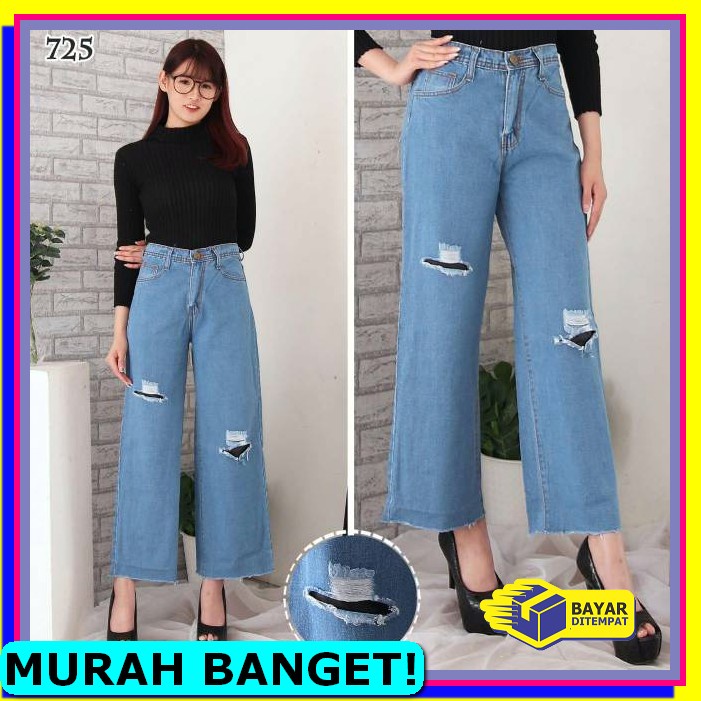 Celana Boyfriend Bigsize + Baggy Kulot Jumbo Jeans (Pilih Motif)  EN930 Celana Boyfriend Kulot Jea