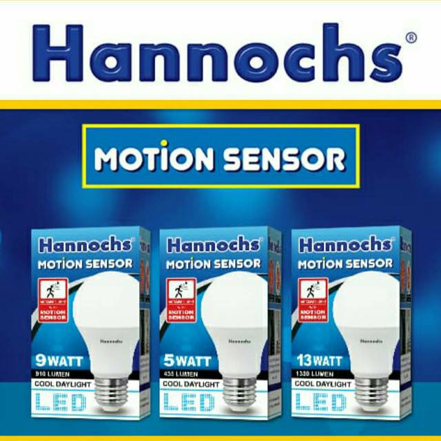 Lampu Bolam Led Sensor Gerak Motion Sensor 5w / 5 Watt / 9w / 9 Watt / 13w / 13 Watt Hannochs