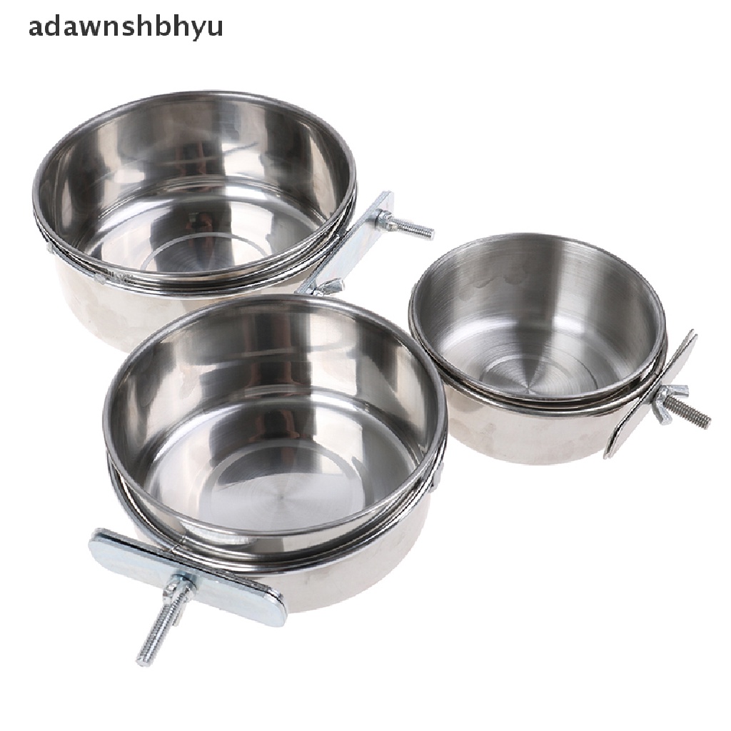 Adawnshbhyu Pet Hanging Bowl Stainless Steel Makan Anjing &amp; Kucing Makanan Air Burung Piring Kandang Mangkuk