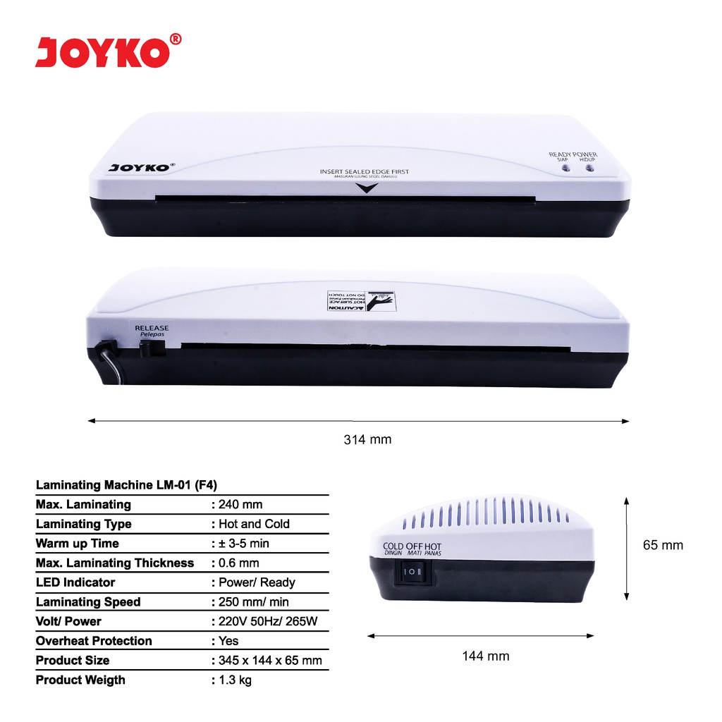 Mesin laminating joyko LM01 LM 01 F4 folio laminasi ktp a4 panas dingin hot cold portable portabel