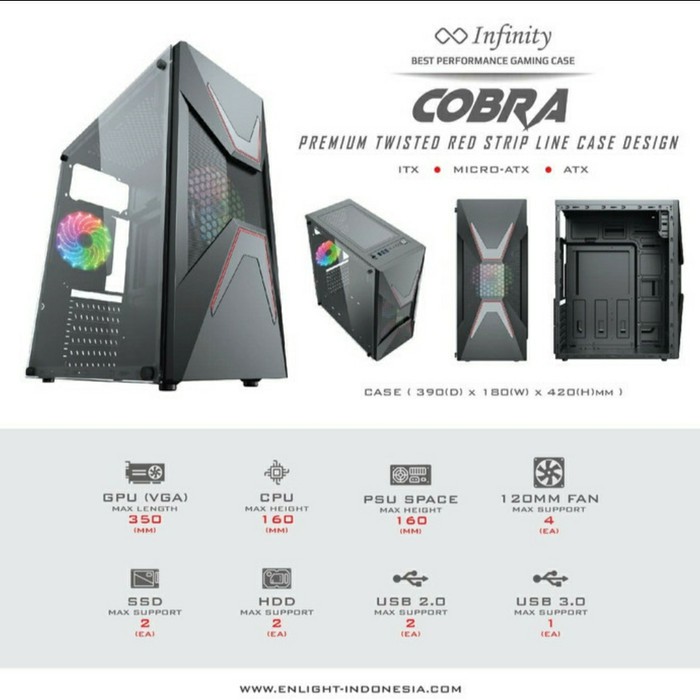 Case PC Gaming INFINITY COBRA With 1 FAN Rainbow