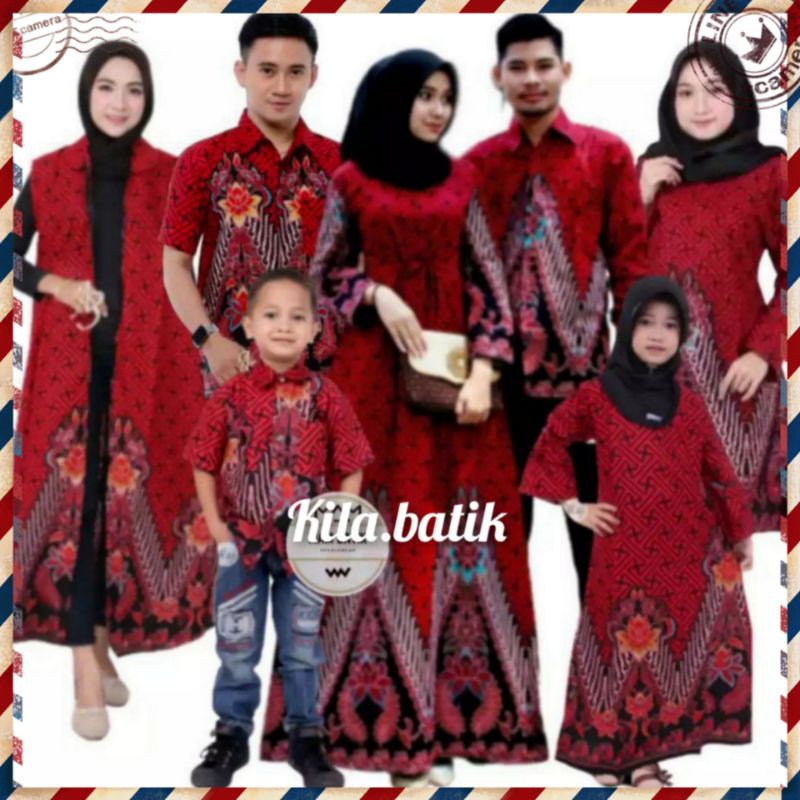 Maura Couple/keluarga Sania Ruffle Batik Couple ori Ndoro jowi DNT motif bata merah Garansi Termurah S M L XL XXL