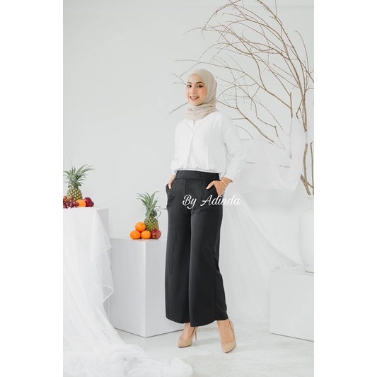 KULOT SCUBA Basic highwaist premium Celana Panjang kerja Wanita Casual Kantor