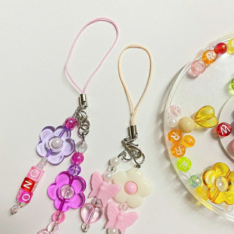 beads keychain manik /keyring custom /gantungan hp / gantungan kunci / charm phone hook phone strap 