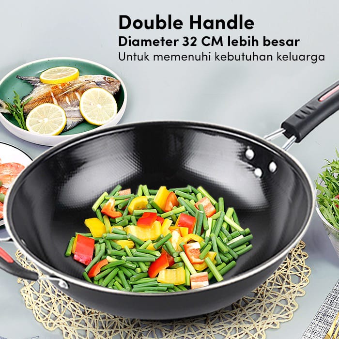 COD MURAH WAJAN JUMBO TEFLON TEBAL TAHAN API ANTI LENGKET Penggorengan Kuali Wok Pan Panci Kenceng Wajan Teflon Hitam Cekung Alat Masak Wajan Dapur Anti Gores Wajan Enamel Wajan Hitam wajan anti lengket