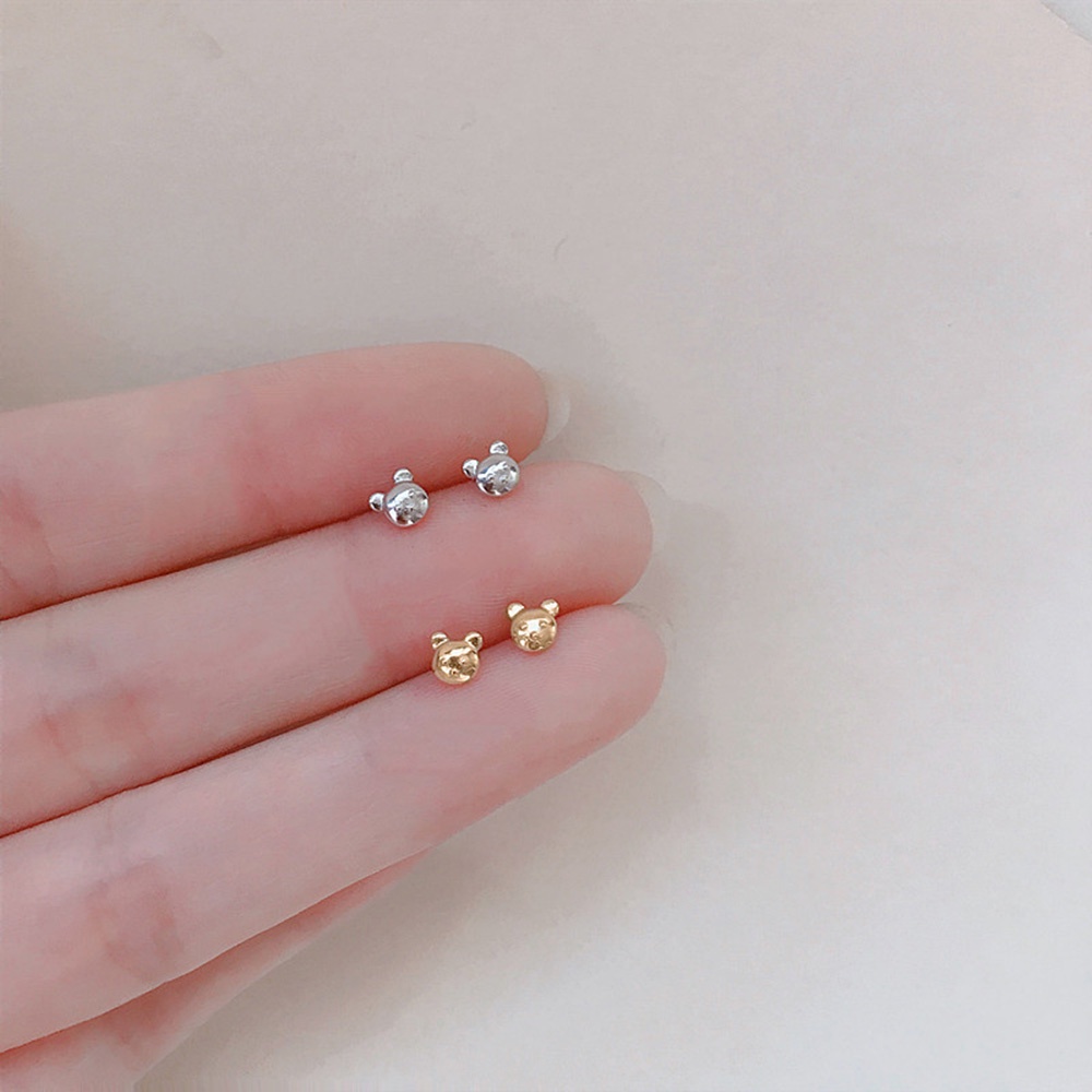 Anting Stud Mini Bentuk Beruang Untuk Wanita