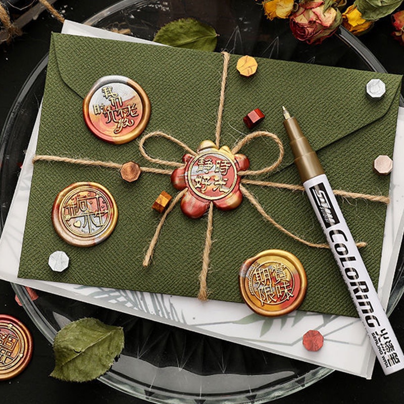 Kepala Stempel Lilin Aneka Motif Bahan Kuningan Alloy Gaya Retro