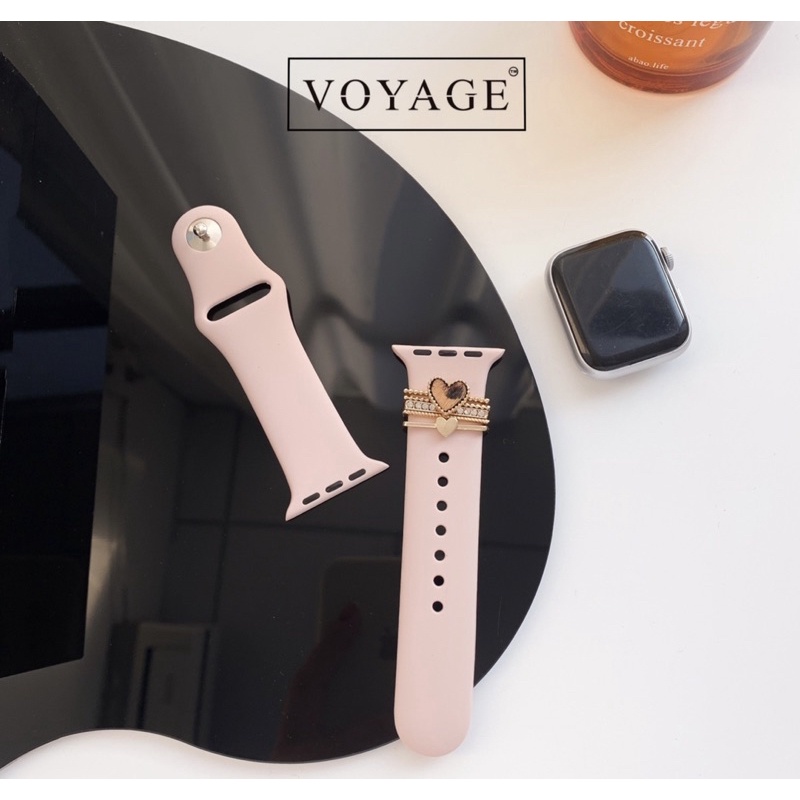 Aksesoris cincin Apple watch rosegold metal pearl hati love untuk strap dekorasi charm tali jam series 8 ULTRA 7 4 5 2 1 41mm 49mm 45mm 40mm 42mm 38mm