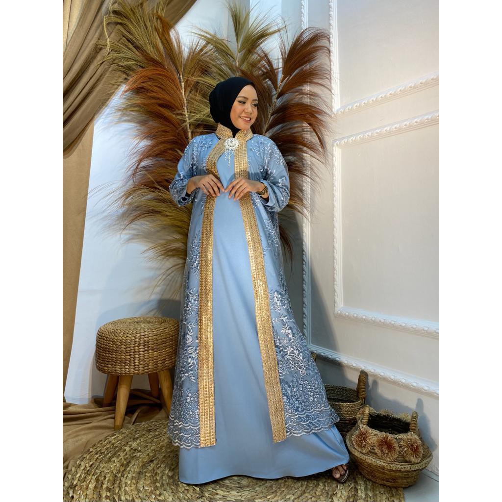 Brukat Outer Gamis Kombinasi + Inner Modeluv