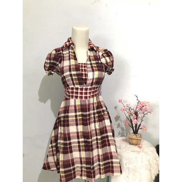 15. DRESS KOTAK WANITA PRELOVED MURAH