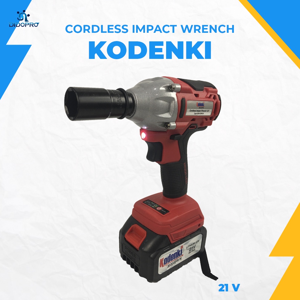 Impact Wrench Kodenki 21V Cordless Mesin Pembuka Baut Ban Bor Set Impak Buka Motor