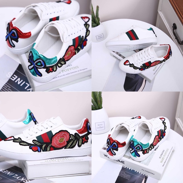 W.‌Gucci Ace Floral Sneakers Shoes E9007
