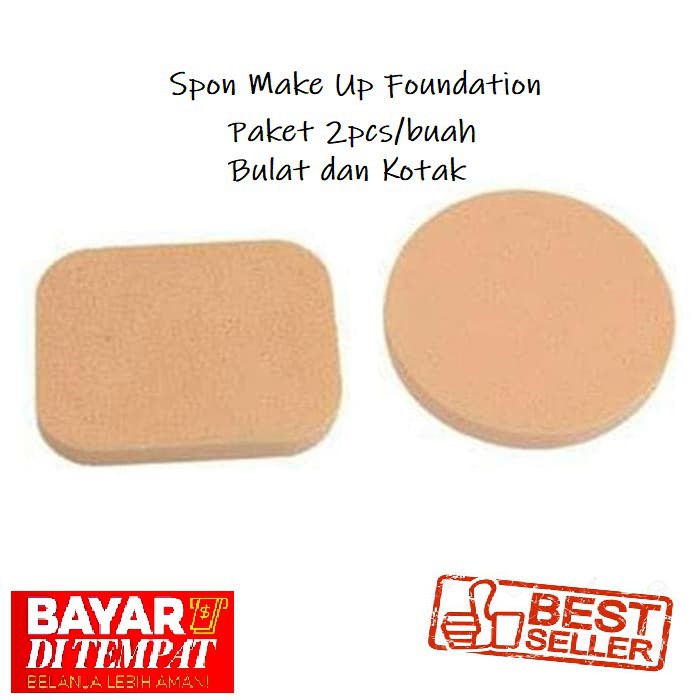 Spon Make Up Foundation - Rembuk Spon 2pcs Bulat dan Kotak