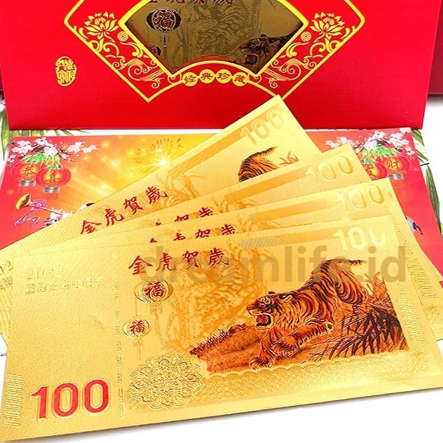 2022 Amplop Angpao Tahun Baru Cina / Imlek Gambar Harimau Bahan Foil Emas