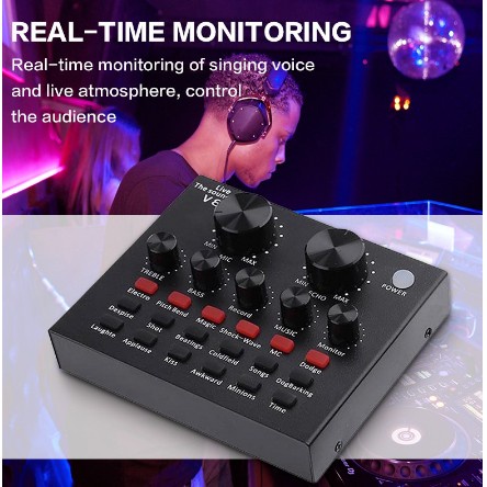 V8 SoundCard Audio untuk HP PC Mac Live Broadcast Karaoke Smule WeSing