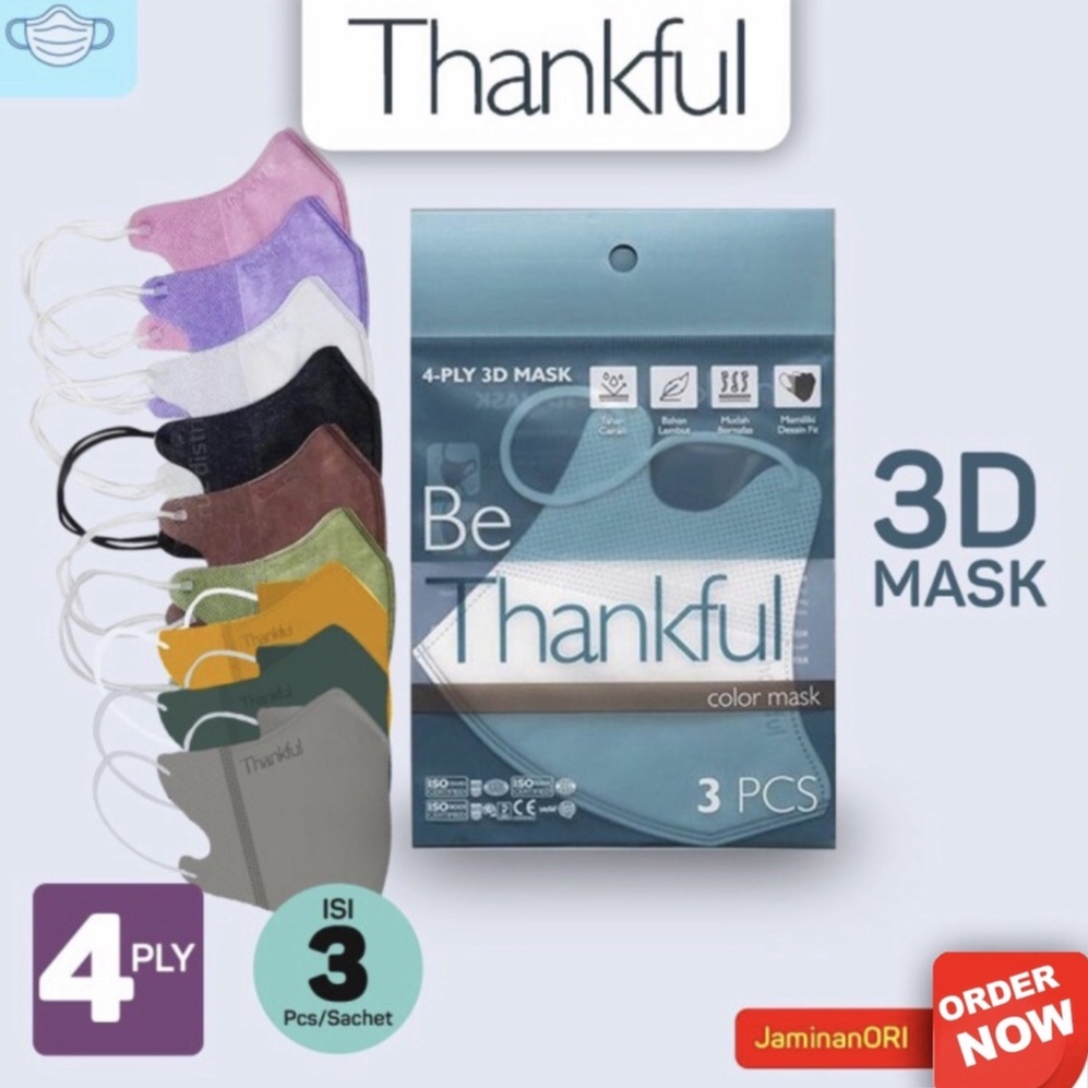 Thankful 4-Ply 3D Mask - isi 3PCS