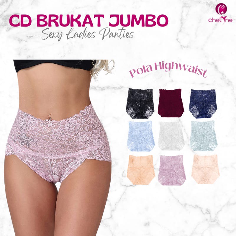 CD Brukat Highwaist Chelyne V260 M-XL Big Size Jumbo - Premium Full Lace