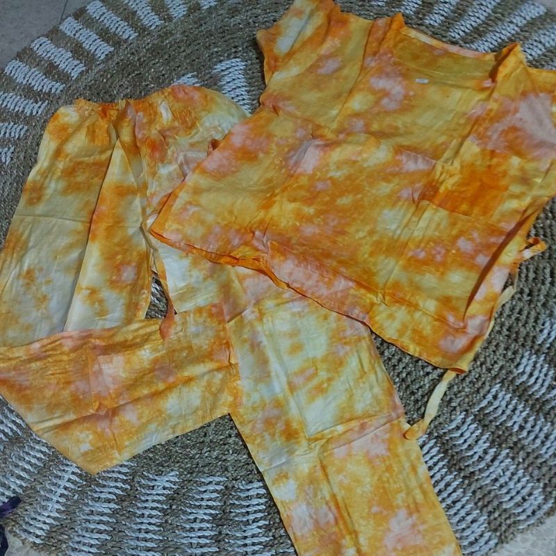 ONE SET PIYAMA CP TIEDYE WANITA / SET PAJAMAS TIE DYE CELANA PANJANG (etalase1)-Motif 19