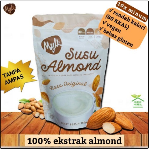 Mylk Susu Almond ASI Booster Ibu Hamil Tanpa Ampas Non Dairy Diet Alergen BPOM