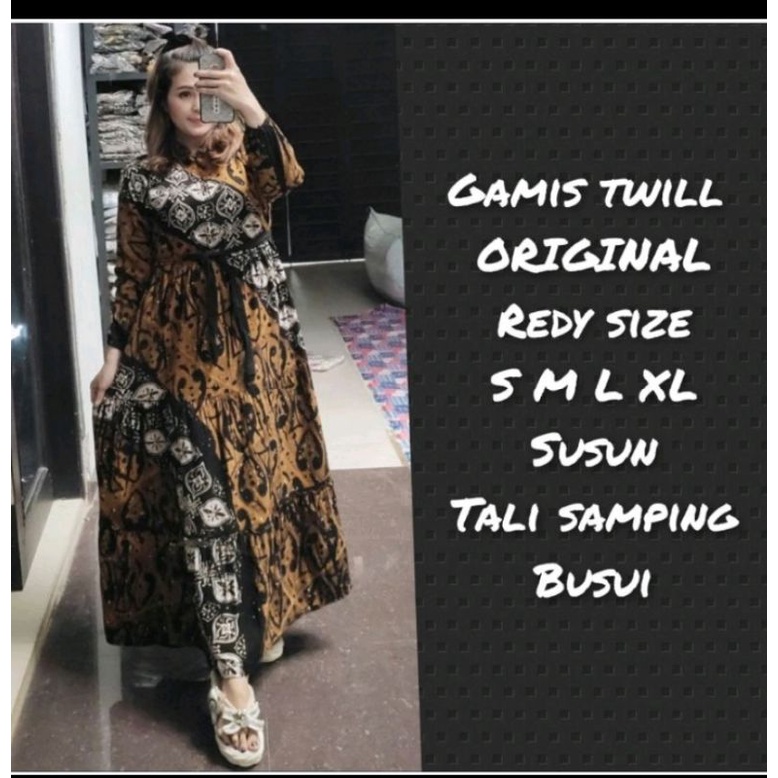 Gamis twill original klok A susun dan plot motif beda2
