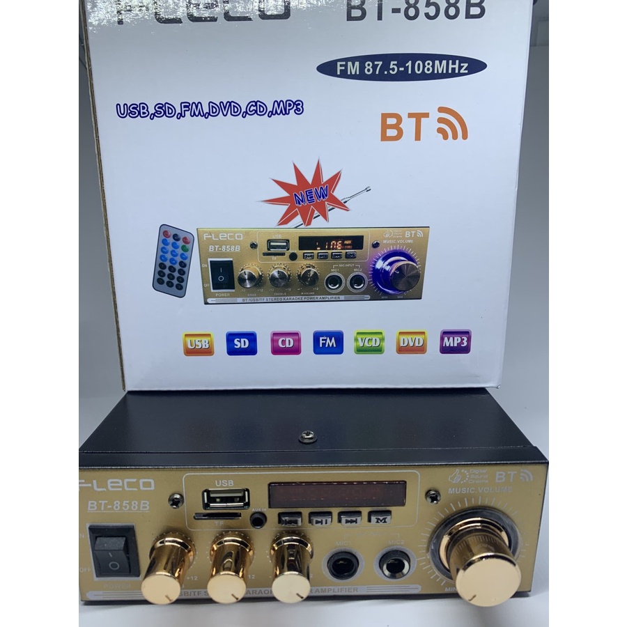 COD Ampli Bluetooth Fleco BT-858B Power Amplifier AC DC Bluetooth USB FM SD Mp3//AMPLI KARAOKE FLECO BT-858B