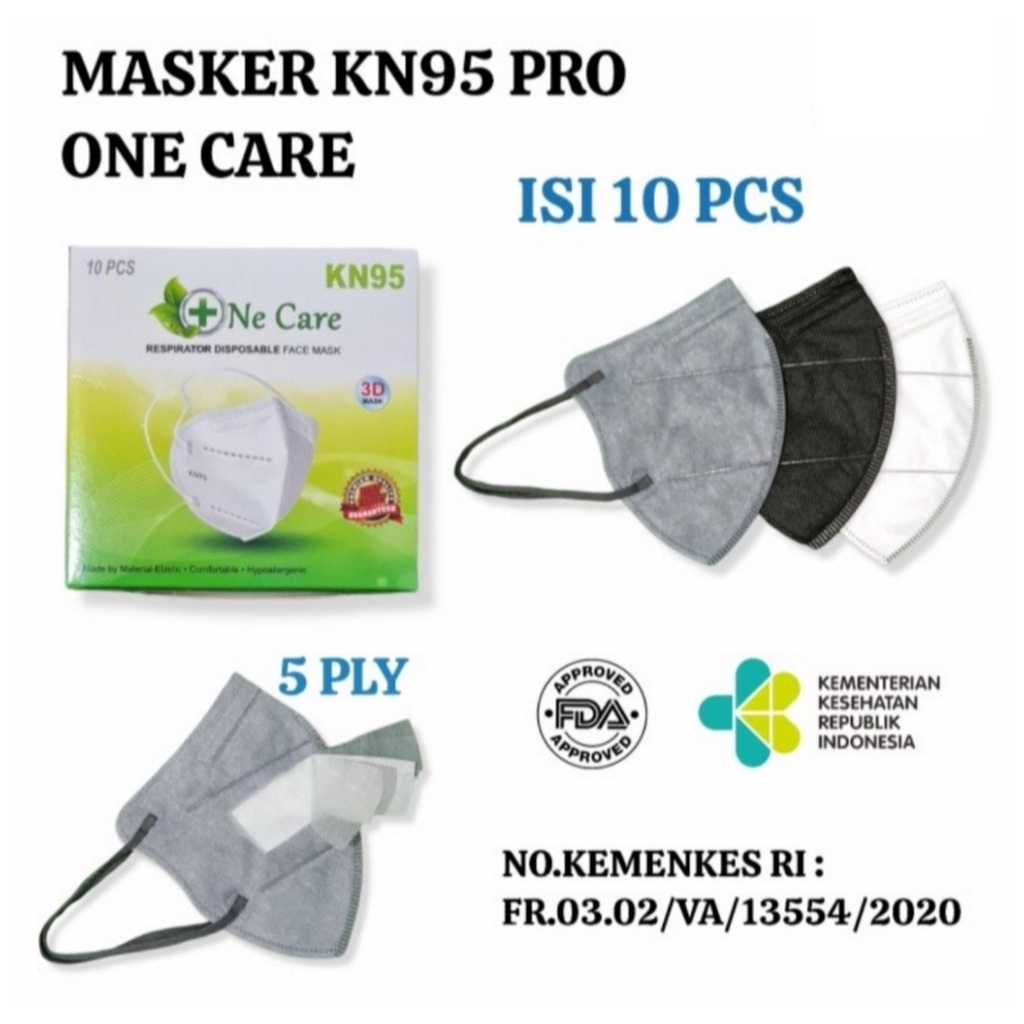 MASKER KN95 PRO ONE CARE NE CARE 5PLY PASTI ORIGINAL KEMENKES 1BOX isi 10pcs [kediri]