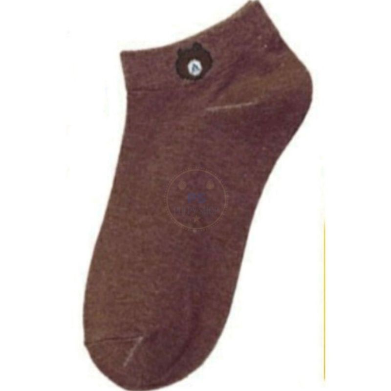 Kaos Kaki Fashion Wanita Pria  Motif Semata Kaoskaki Ankle Socks BERUANG BUNGA BEAR DAISY FLOWER PS-BEAR - COKLAT