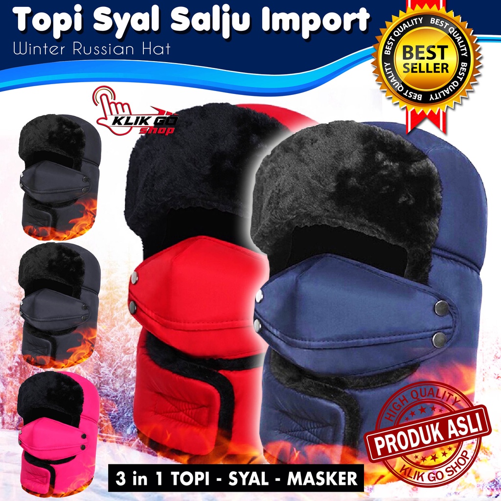 bigshop88 - TOPI RUSIA USHANKA IMPORT + MASKER / WINTER HAT / TOPI MUSIM DINGIN