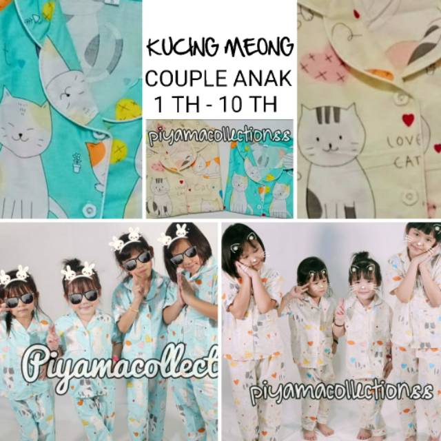 PIYAMA ANAK SET/STELAN 1-10 tahun meong kucing