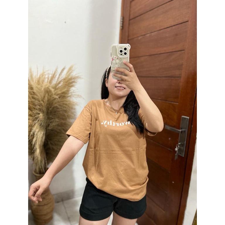 KAOS WORTHY | BAJU TUMBLR TEE SHIRT OVERSIZE DUSTY ROSE BLUE HITAM BEIGE | TUMBLR TEE | KOREA STYLE