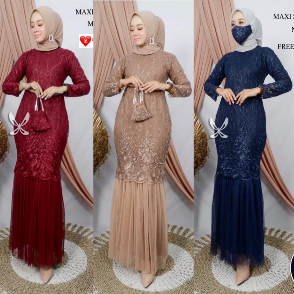 GAMIS DUYUNG TUTU BRUKAT TILE MUTIARA / GAMIS FASHION PESTA / GAMIS KEBAYA TERBARU MODEL DUYUNG/GAMI