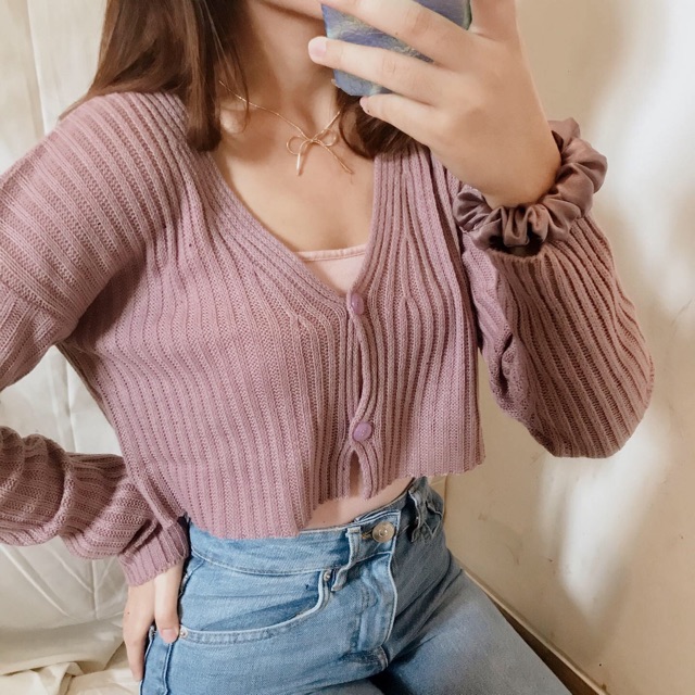 lilac crop cardigan