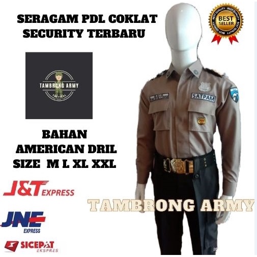 baju seragam security pdl coklat seragam satpam baru lengan panjang