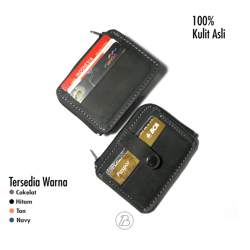 Dompet Kartu ATM Card Holder Kulit Sapi Crazyhorse Asli Pria Wanita