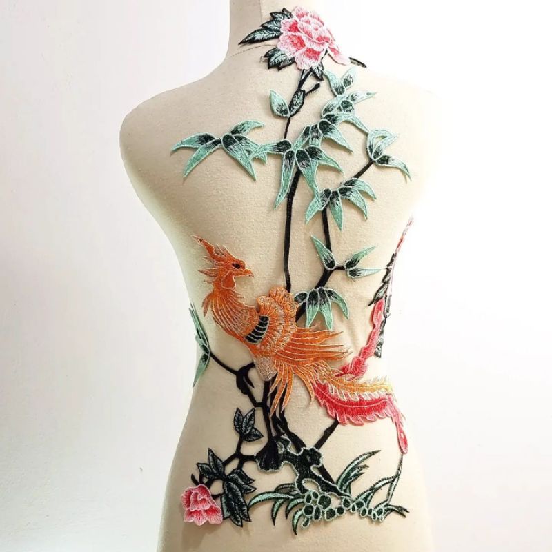 bordir burung, bird embroidery, aplikasi bordir