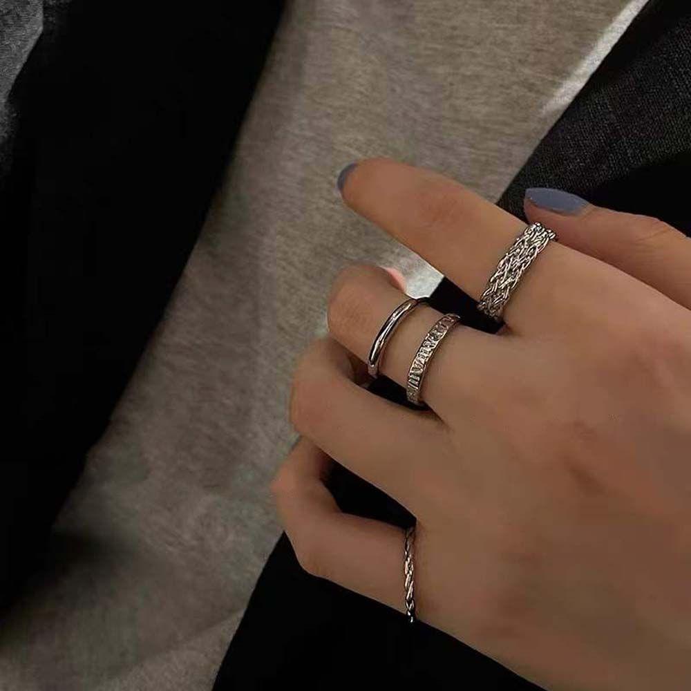 4pcs / set Cincin Model Terbuka Gaya Punk Untuk Wanita