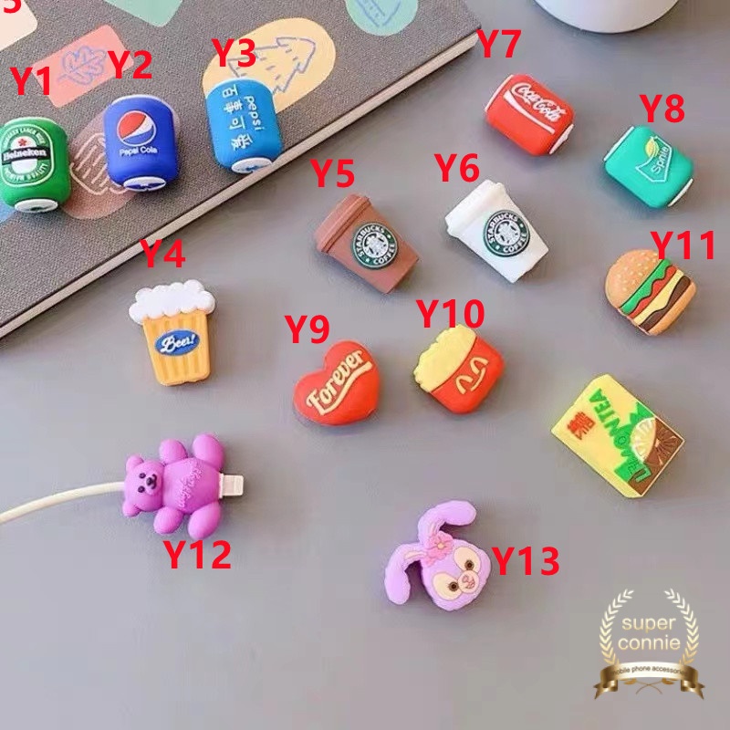 Charging Protector Cute Cartoon Shape Winding Bending Protective Sleeve