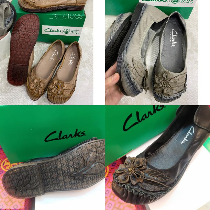 Sepatu Clarks Wanita / Clarks flat / Clarks lotus Flat Daun Bunga